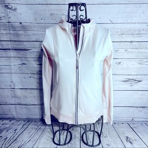 EUC! KIDS Athleta Girls Light Pink RetroActive Full Zip Hoodie Size XL